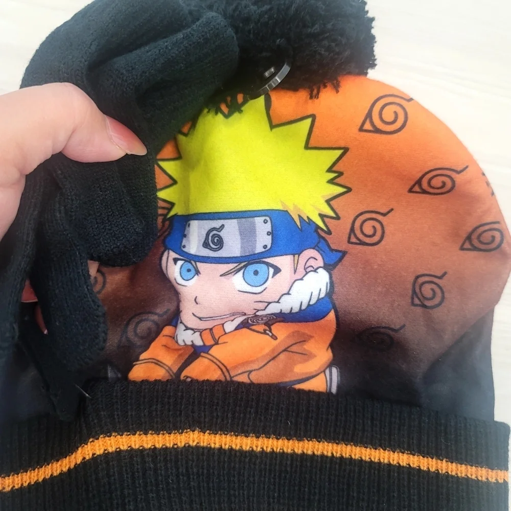 NEW NARUTO Set of 3 winter items 2 beanies and one pair of gloves yo